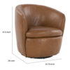 Niko Swivel Accent Chair, Round Barrel Design, Brown Top Grain Leather