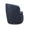 Niko Swivel Accent Chair, Round Barrel Design, Blue Top Grain Leather