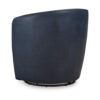 Niko Swivel Accent Chair, Round Barrel Design, Blue Top Grain Leather