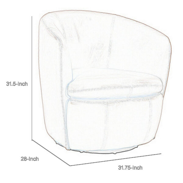 Niko Swivel Accent Chair, Round Barrel Design, Blue Top Grain Leather