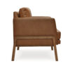 Accent Chair, Classic Retro Cushions, Brown Faux Leather, Natural Wood