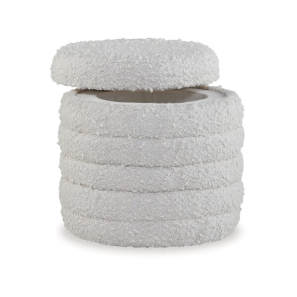 150220266991e2ae0b55e.jpeg Storage Ottoman, 18 Inch, Removable Top, Polyester Upholstery, White