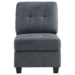 150220266991e2da9fe0d.jpeg Seh Armless Modular Sofa Chair with Plush Cushions, Soft Dark Gray Fabric