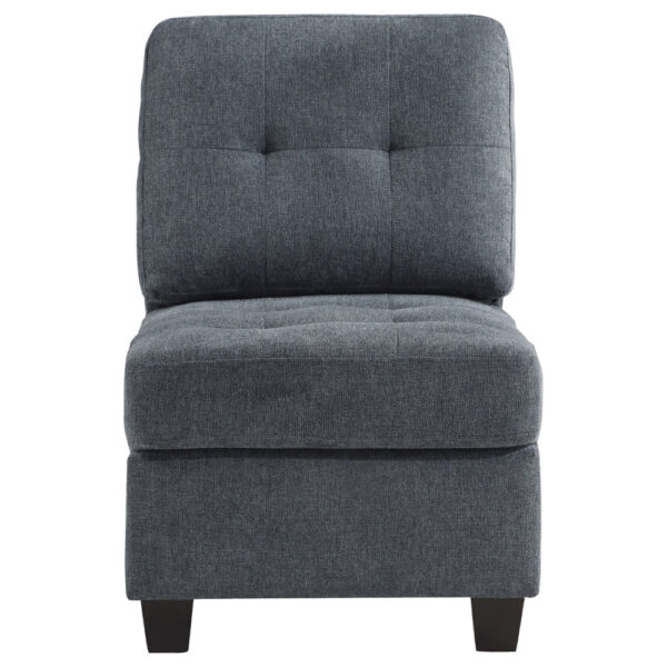 150220266991e2da9fe0d.jpeg Seh Armless Modular Sofa Chair with Plush Cushions, Soft Dark Gray Fabric