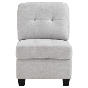 150220266991e2e8e24f6.jpeg Seh Armless Modular Sofa Chair with Plush Cushions, Soft Light Gray Fabric