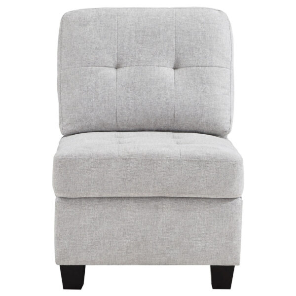 150220266991e2e8e24f6.jpeg Seh Armless Modular Sofa Chair with Plush Cushions, Soft Light Gray Fabric