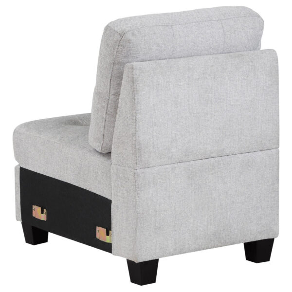 150220266991e2ea8b386.jpeg Seh Armless Modular Sofa Chair with Plush Cushions, Soft Light Gray Fabric