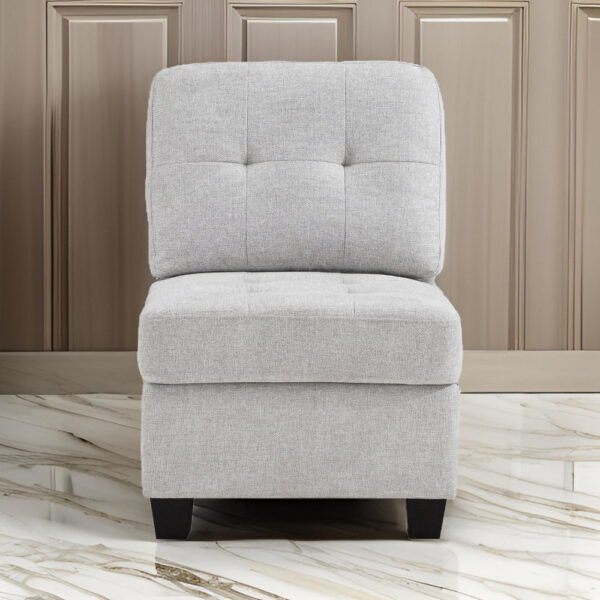 150220266991e2f12a765.jpeg Seh Armless Modular Sofa Chair with Plush Cushions, Soft Light Gray Fabric