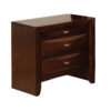 Simo Nightstand, Spacious Top, Nickel, 3 Drawers, Cherry Brown Solid Wood