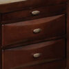 Simo Nightstand, Spacious Top, Nickel, 3 Drawers, Cherry Brown Solid Wood