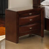 Simo Nightstand, Spacious Top, Nickel, 3 Drawers, Cherry Brown Solid Wood