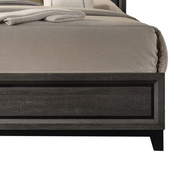 Erica King Size Bed, Gray and Black Wood Finish, Panel Style Headboard