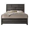 Erica Queen Size Bed, Gray, Black Wood Finish, Panel Style Headboard