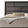 Erica Queen Size Bed, Gray, Black Wood Finish, Panel Style Headboard