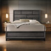 Erica Twin Size Bed, Gray and Black Wood Finish, Panel Style Headboard