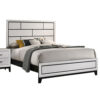 Erica King Size Bed, White and Black Wood Finish, Panel Style Headboard