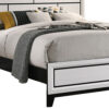 Erica King Size Bed, White and Black Wood Finish, Panel Style Headboard