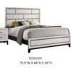 Erica King Size Bed, White and Black Wood Finish, Panel Style Headboard