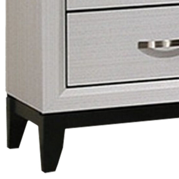 150220266991e35b5be0d.jpeg Erica Nightstand, 2 Drawers, White Wood Finished Frame, Metal Handles