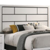 Erica Queen Size Bed, White and Black Wood Finish, Panel Style Headboard