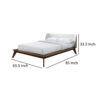 Linzy Queen Bed, Beige Boucle Upholstered Winged Edge, Brown Solid Wood