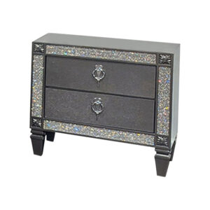 150220266991e38538207.jpeg Laine Nightstand, 2 Drawers, Crystal Like Acrylic Trim, Gray Solid Wood