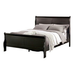 Ryla Full Size Bed, Sleigh Panel Headboard and Footboard, Black Solid Wood