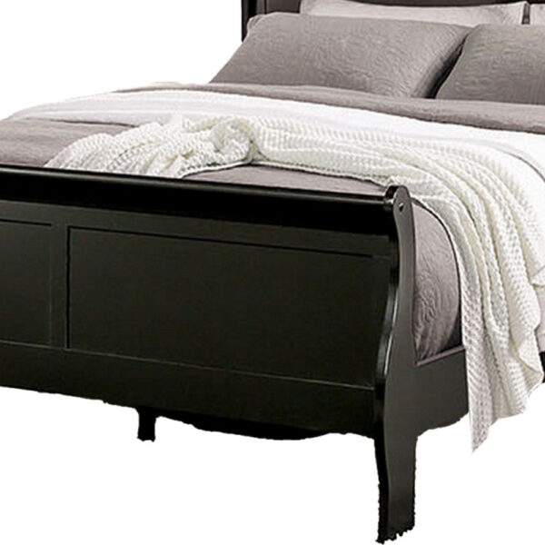 Ryla Full Size Bed, Sleigh Panel Headboard and Footboard, Black Solid Wood