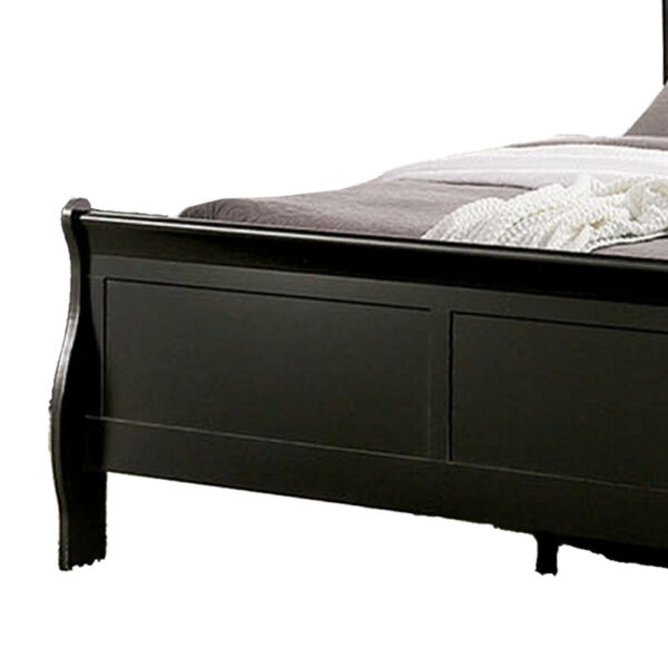 Ryla Full Size Bed, Sleigh Panel Headboard and Footboard, Black Solid Wood