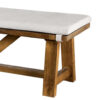 Jule Dining Bench, Trestle Base, 69 Inch, Brown Wood with Off White Seat