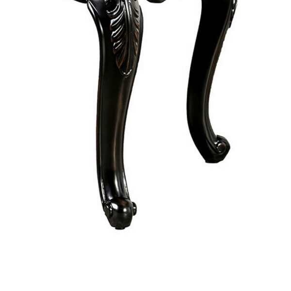 Roche Coffee Table, 53 Inch, Classical Cabriole Legs, Dark Brown Solid Wood