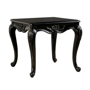 Roche Side End Table, 29 Inch, Classic Cabriole Legs, Dark Brown Solid Wood