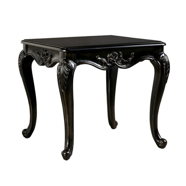 150220266991e3b07c48c.jpeg Roche Side End Table, 29 Inch, Classic Cabriole Legs, Dark Brown Solid Wood