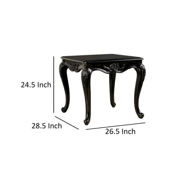 150220266991e3b664e1a.jpeg Roche Side End Table, 29 Inch, Classic Cabriole Legs, Dark Brown Solid Wood