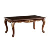 Saili Coffee Table, Gold Carvings, 48 Inch, Cabriole, Tobacco Brown Wood