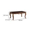 Saili Coffee Table, Gold Carvings, 48 Inch, Cabriole, Tobacco Brown Wood