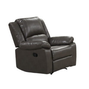 Lizzy Manual Glider Recliner Chair, Pillow Arms, Solid Wood, Gray Leather