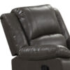 150220266991e3eb8c54f.jpeg Lizzy Manual Glider Recliner Chair, Pillow Arms, Solid Wood, Gray Leather