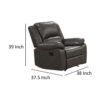 150220266991e3ed0a546.jpeg Lizzy Manual Glider Recliner Chair, Pillow Arms, Solid Wood, Gray Leather
