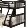 Bruke Twin/Full Size Bunk Bed with Ladder, Slatted Brown Solid Hardwood