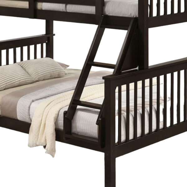 150220266991e40acdc24.jpeg Bruke Twin/Full Bunk Bed with Ladder, Slatted Cherry Brown Solid Hardwood