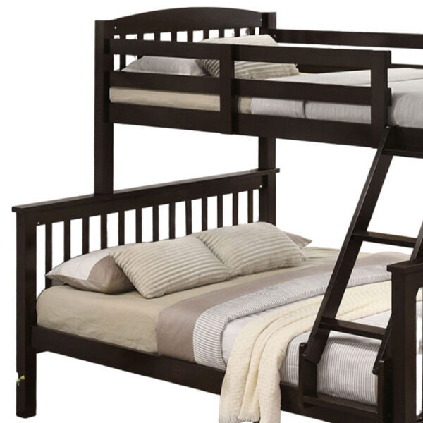 150220266991e40c7d030.jpeg Bruke Twin/Full Bunk Bed with Ladder, Slatted Cherry Brown Solid Hardwood