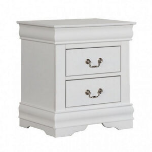 150220266991e411e8964.jpeg Ryla Nightstand, 2 Drawers, Classic White Solid Wood, Nickel Metal Handles