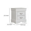 Ryla Nightstand, 2 Drawers, Classic White Solid Wood, Nickel Metal Handles