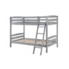 Hina Twin Bunk Bed, Angled Ladder, Sturdy Slat Design, Gray Solid Wood