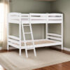 Hina Twin Bunk Bed, Angled Ladder, Sturdy Slat Design, White Solid Wood