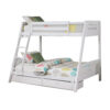 Emily Twin Over Full Bunk Bed with Ladder, 2 Drawers, White Solid Wood