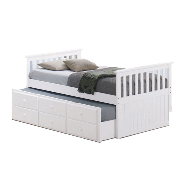 150220266991e48e76c6f.jpeg Clen Twin Captain Bed, Trundle with 3 Drawer Storage, White Solid Hardwood