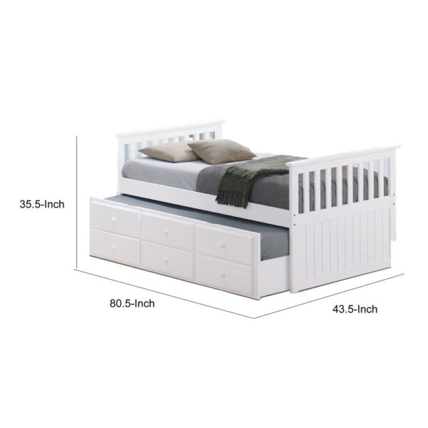 150220266991e4931e081.jpeg Clen Twin Captain Bed, Trundle with 3 Drawer Storage, White Solid Hardwood