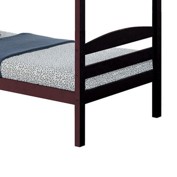 Sifa Twin Bunk Bed, Convenient Ladder, Arch Slat Design, Espresso Brown